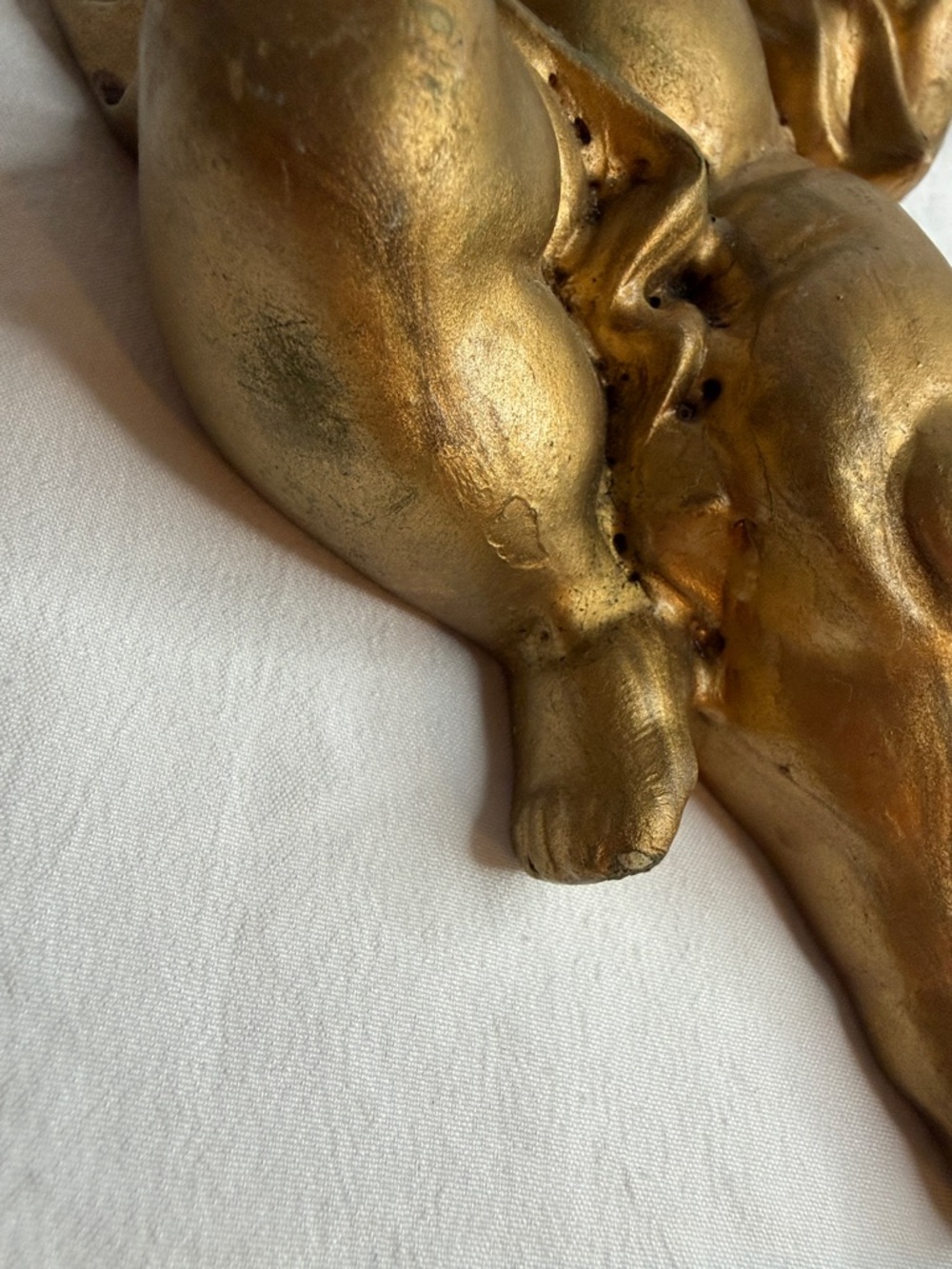 Mid-Century Gold Angel Wall Hanging – Renaissance Style Gilded Cherub Decor - Picture 8 of 9